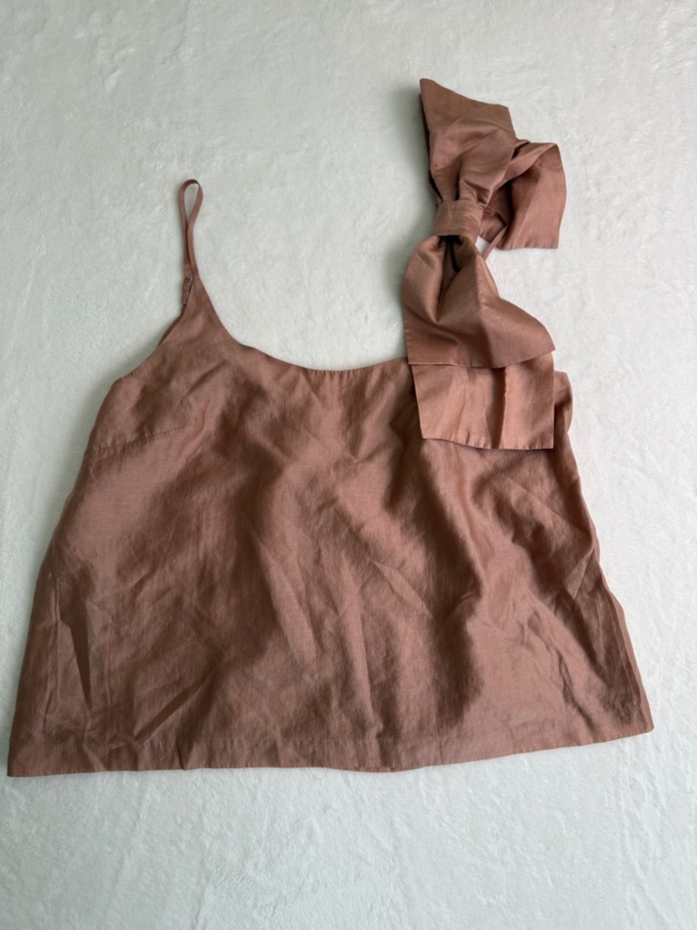 Gianni Bini One-Shoulder Bow Cami in Mauve Brown
